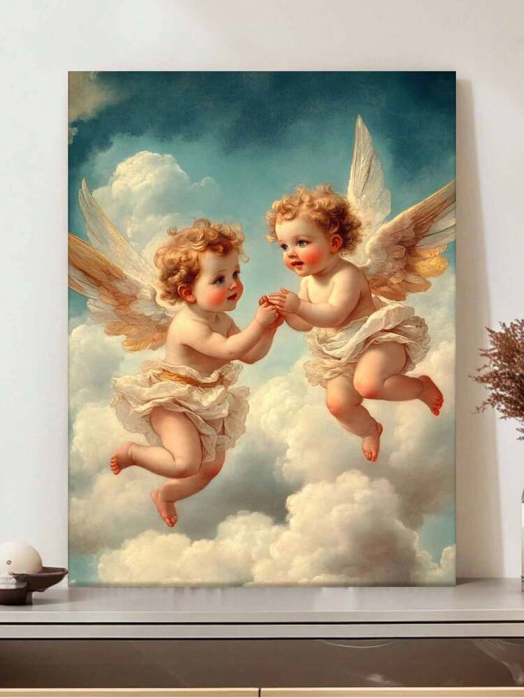 Kit de pintura de diamantes 5D "Little Angels", para principiantes adultos, bordado de diamantes 5D completo y redondo, mosaico de cristal artesanal, adecuado para decoración de pared del hogar, regalo de Acción de Gracias y Navidad para familiares y amigos - Multicolor - Añade 2