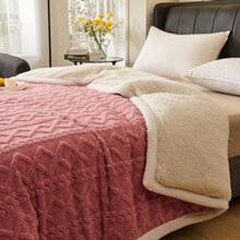 Manta de lã de cordeiro jacquard, manta de sofá, manta pequena, manta de cos nap - Cinza escuro - Ver 4