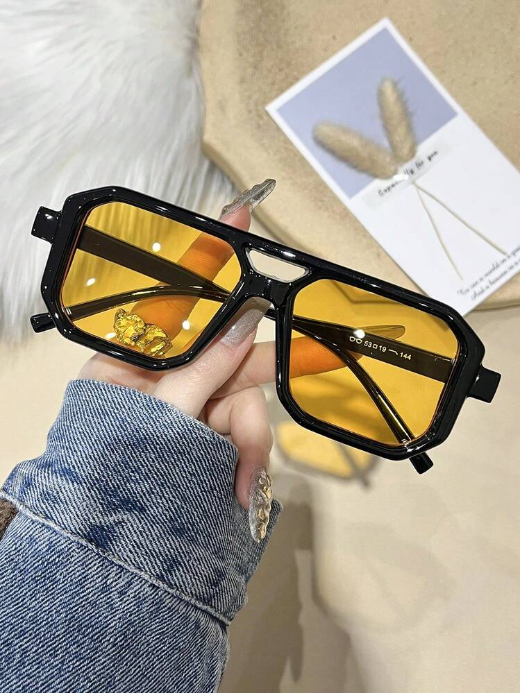 1/3 piezas Gafas con marco cuadrado retro para mujeres, gafas de estilo vintage para viajes, playa, decoración de Halloween - Multicolor - Añade 14