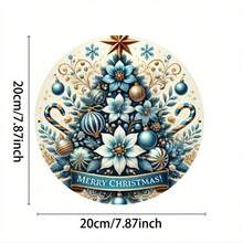 1pc Vintage Blue Christmas Tree Metal Sign - Merry Christmas 2D Printed Wall Art, Farmhouse Decor For Home, Kitchen, Coffee Bar, Indoor/Outdoor Use, Ideal Gift Home Decor Christmas Decorations Room Decor