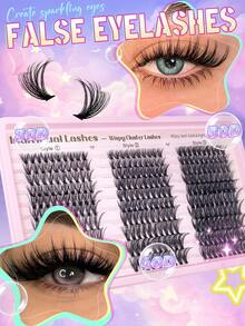 300 Stücke Büschel Wimpernset, 30D 40D 50D DIY Künstliche Wimpern, inklusive Wimpernkleber und Verlängerungswerkzeuge, geeignet für Anfänger, perfekt für Weihnachten und Musikfestivals