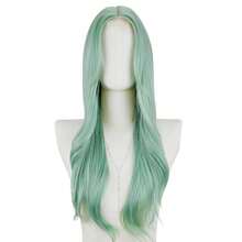 Long Mint Green Wavy Wig Middle Part Curly Wavy Wig Natural Look Synthetic Heat Resistant Fiber Wig, Suitable For Daily Party Use