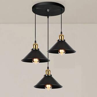1pc Vintage Industrial Style Pendant Light, Suitable For Garage, Foyer, Hallway, Dining Room, Bedroom, Corridor, Balcony, Island, E27 Socket, Hard-Wired, Bulb Not Included