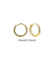 1 Pair Stainless Steel Earrings, Unisex, Stackable, Cartilage Hoop, Hinged Earrings, Small Earring Set, Suitable For Girls - Gold - View 13