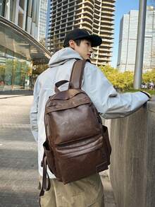 Business, Fashion, Casual, Autumn/Winter, New, Punk, Versatile, Minimalist, Retro, Daily Commute, Work, Business Trip, Outfit, Sports, School, Motorcycle, Riding, Party, Date, Travel, Vacation, Hiking, Camping, PU, Soft Leather, Backpack