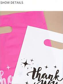 10/50pcs Rose Thank You Gift Bags, Plastic Bags For Small Business, Shopping Bags, Ideal For Festival, Birthday, Party Favors, Wedding Gift Packaging, Suitable For Gifts, Parties, Shops, Boutiques, Etc.