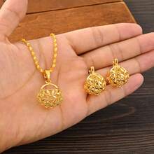 1 Set Golden Color Hollow Jewelry Set, Classic Earrings & Necklace 2 Pieces Set, Minimalist Cute Geometric Set, African Arabic European & American Women Jewelry Gift, Holiday Party Wedding Engagement Gift