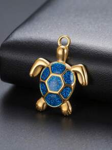 1 pieza Colgante de tortuga de acero inoxidable 3D, un encanto lindo y de moda adecuado para collar, llavero, accesorio para el cabello, pulsera DIY
