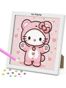 Hello Kitty 5D Diamond Painting DIY Craft Kit For Kids, Cartoon Diamond Art Decor, Desktop Ornament, Holiday & Birthday Gift
