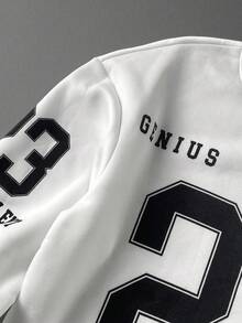 New Autumn/Winter Men's Casual Number Print Loose Fit Pullover Hoodie