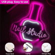 1pc Pink Neon Nail Salon Sign LED Decorative Light, USB Powered, Suitable For Nail Salon, Beauty Salon, Eyelash Extension, Spa Decor