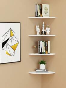 1/3pcs Floating Corner Wall Shelves, Corner Shelves, Shelf Units And Storage, Rustic Wood Wall Mounted Display Racks For Living Room, Bedroom, Bathroom, Kitchen, Home Office Decor, Space Saving Round Design For Home And Garage Storage And Organization - Black - View 4