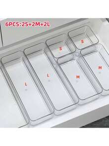 1pc/2pcs/5pcs/6pcs/7pcs Transparent Storage Tray/Box Set, 7 Different Sizes, Multi-Purpose Cosmetics, Gadgets, Cutlery Storage Box, Suitable For Dressing Table, Kitchen, Office Drawer, Bedroom, Suitable For Various Scenes - Clear - View 16
