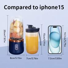 1 Peça Liquidificador Elétrico Portátil Sem Fio, Mixer de Smoothie Mini com 6 Lâminas e Copos Duplos, Liquidificador de Suco de Frutas Recarregável por USB-C, Mixer de Copo de Smoothie Multifuncional, Ótimo para Vegetais, Frutas, Milkshakes
