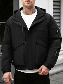 Men's Winter Hooded Jacket Outdoor Casual Streetwear Coat - Black - View 2