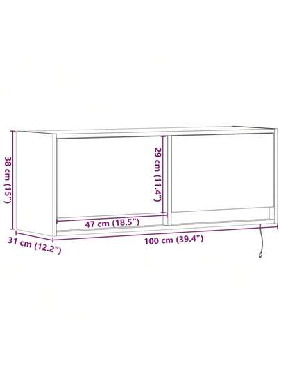 VidaXL TV Wand Unit LED Lighting 100x31x35 Cm Concrete Grijs view 2