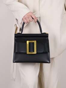 2025 New Retro Fashionable Square Bag, Lightweight Luxury Women's Handbag, Korean Style Chic Tote Bag, Shoulder & Crossbody Bag, Solid Color High-Quality Bag, Elegant Bow Decor Lock Design - 彩色 - 查看 5