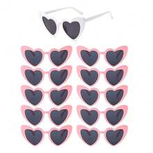 11pcs/Set Women's Heart Shaped Sunglasses, Fashionable Cat Eye Heart Shaped Sunglasses, Retro Cute Glasses - Pink - View 9