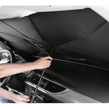 Protector parabrisa cubre sol coche parasoles auto sombrilla, accesorio para protección solar, mejora confort dentro del vehículo, instalación fácil, resistente al calor, tamaño universal adaptable - Negro - Ver 6