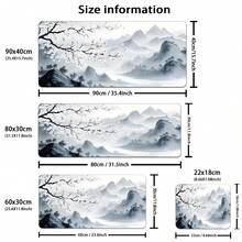 1pc Large Landscape & Floral Pattern Gaming Mouse Pad, Suitable For Keyboard And Mouse, With Non-Slip Base And Stitched Edges, For Gaming And Office Computer, Protective Mat, Great Gift Choice. - Multicolor - View 3