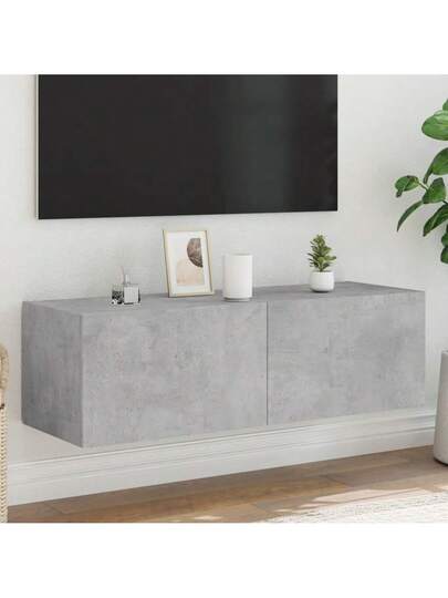 VidaXL TV Wand Unit LED Lighting 100x35x31 Cm Concrete Grijs