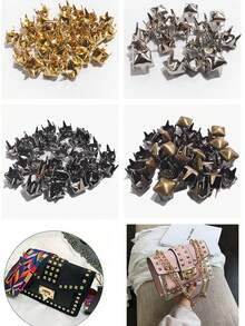 100/200 pièces/paquet Pointes métalliques carrées, rivets punk rock pour le travail du . Rivets à quatre griffes pour vêtements, chaussures, bracelets