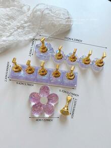 3D 亚克力极光冰透明格子美甲支架练习架美甲装饰套装，包含树脂水晶球、钻石、复古花卉激光设计，适用于 DIY、家居、户外、女性、母亲、姐妹、妻子、女朋友、婚礼、美甲沙龙、情人节