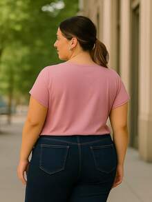 PLUS SIZE BLOUSE PLAIN CASUAL MODERN BASIC CURRENT CONTEMPORARY VISCOLYCRA - Rosa Oxidada - Ver 2