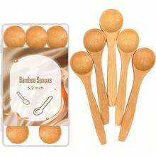 5.2 Inch Bamboo Spoons, Small Wooden Spoons For Condiments, Spices, Sugar, Salt, Jam, Coffee, Hrbs And Honey, Tiny Wood Teaspoons For Serving Kitchen (5 PCS)