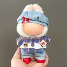 Conjunto de ropa para muñeca de 17 cm, compatible con Labubu, conjunto de ropa adecuado para muñecas de 6.7 pulgadas, accesorios de sombrero y ropa de moda y únicos, adecuado para muñecas de primera/segunda/tercera generación para jugar y exhibir, solo conjunto de ropa (excluye muñecas y zapatos)