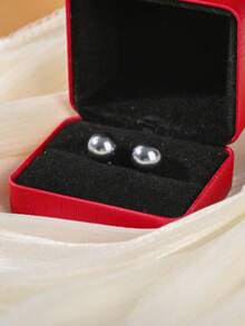 6/8/10mm Natural Stone Round Bead Stainless Steel Stud Earrings, Agate/Crystal/Faux Pearl And Other Natural Materials, Lucky Stone Healing Stone Energy Boosting, Fashion Jewelry Earrings For Women