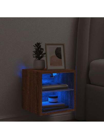 VidaXL TV Wand Unit LED Lighting 30x28.5x30 Cm Bruin Oak view 3