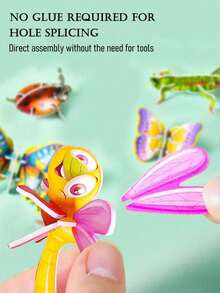 10 piezas de rompecabezas 3D de animales de dibujos animados, rompecabezas de insectos y dinosaurios, rompecabezas DIY de animales y edificios, favores de fiesta, recompensas de aula, regalos de Año Nuevo, colores / patrones al azar - Multicolor - Ver 8