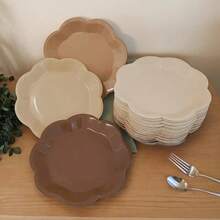 10 件/20 件/40 件/50 件/套，棕色纸盘渐变棕色派对盘 7 英寸一次性扇形甜点盘，适用于生日婚礼新娘订婚婴儿送礼会派对用品甜点餐具派对装饰品，适用于万圣节、圣诞节活动和派对用品