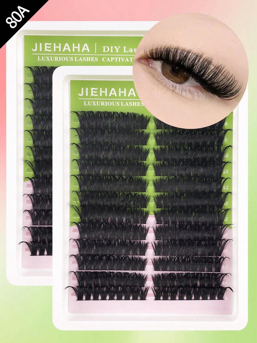 216/192PCS D Curl Individual Lash Clusters Fluffy 40+60+80D+100D Cat Eye Left Right For Paired Single Cluster DIY Cluster Lashes Extra Thick&Natural Look&Dense&Long Lasting&Waterproof Reusable False Eyelash Extension Kit For Beginner Use At Home&Daily Life&Party&Travel&Music Festival Lash Clusters, Eyelash Clusters, Individual Eyelashes, Lashes, Fake Lashes - D - 查看 1