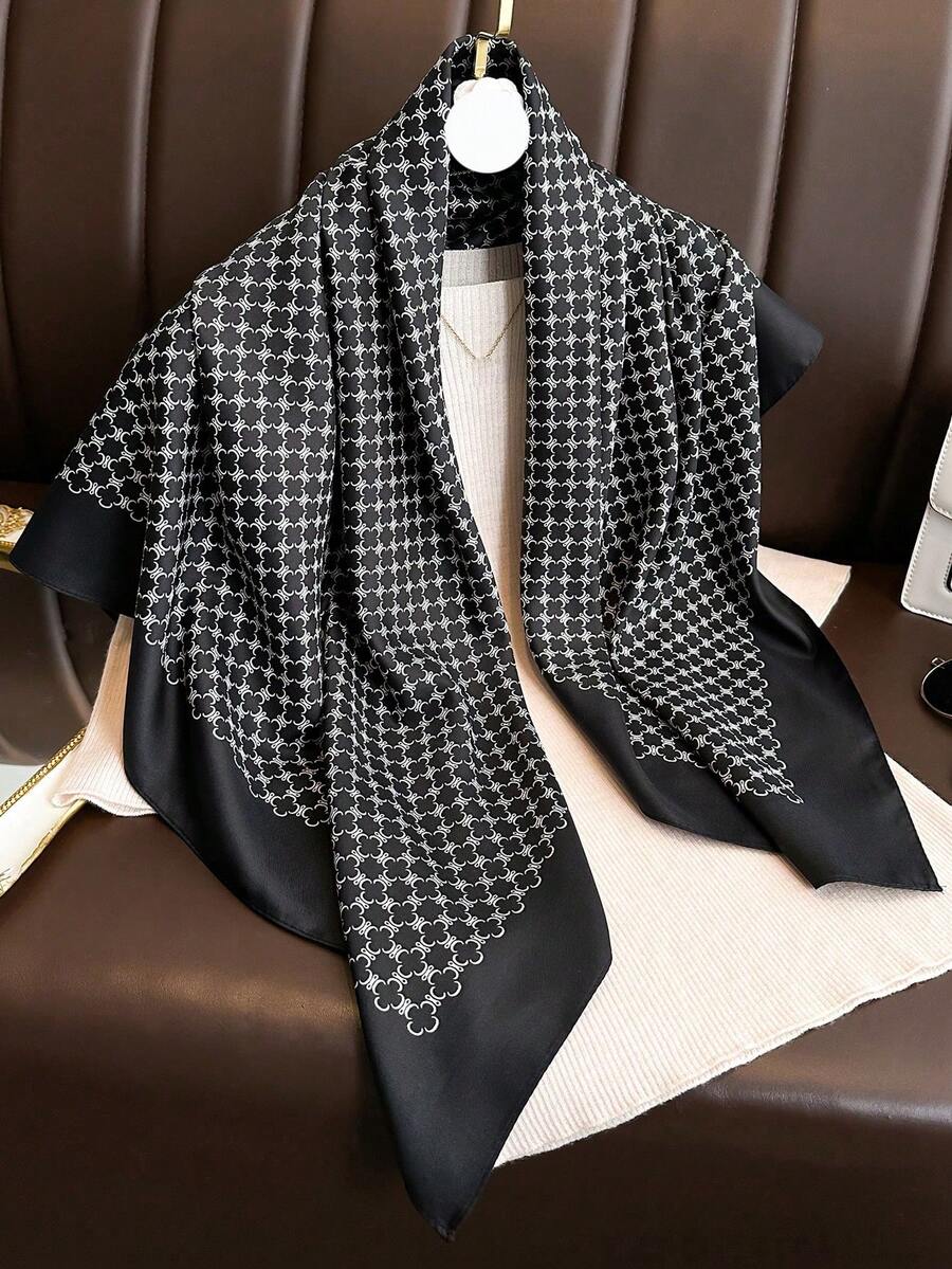 1pc Women's Spring And Summer Striped Silk Imitation Scarf Twill Scarf Hair Versatile Fashion Square Scarf Bandana Sunscreen Shawl Suitable For Daily Use For Dress