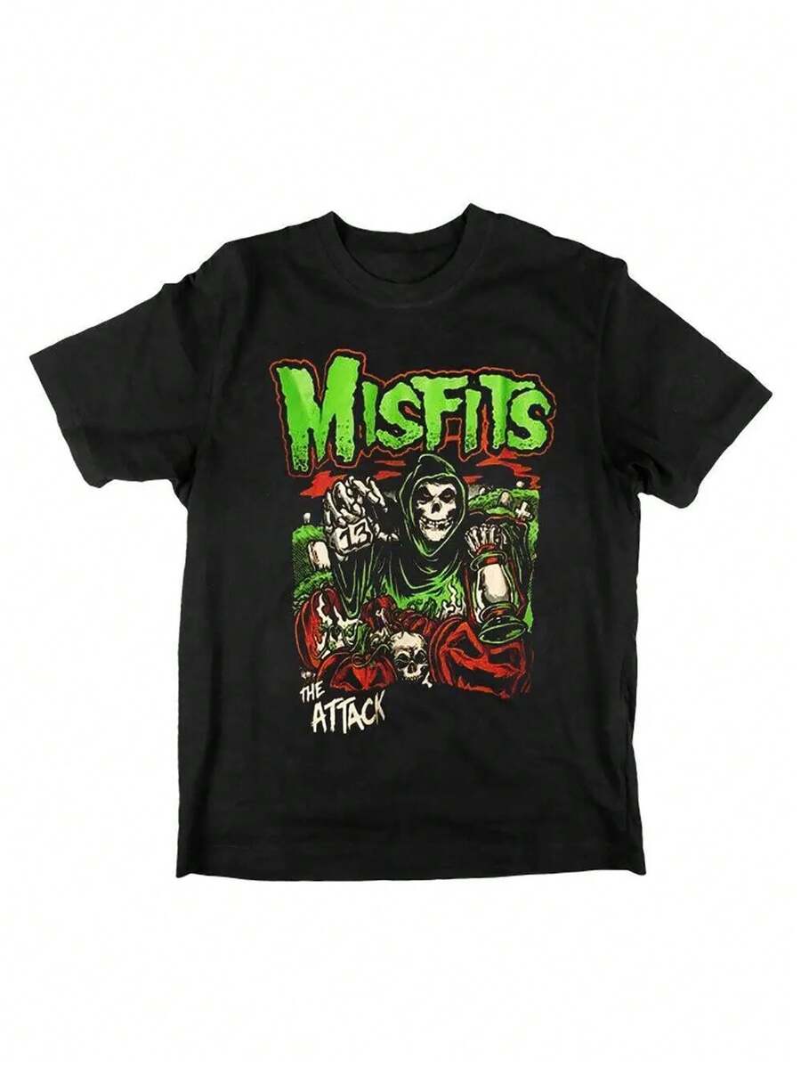 Men New Rare Misfits The Attack T-Shirt Band Member Black Tee Men Size S-3XL - màu đen - Xem 1