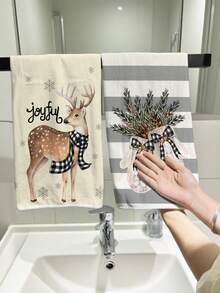 1pc/2pcs/6pcs Ultra-Soft Microfiber Christmas Hand Towels, Christmas Tree & Snowman Pattern Design Dish Cloths, Kitchen Towels, Christmas Decor, Suitable For Christmas Kitchen & Bathroom Decor, Indoor Decoration, Kitchen Cleaning Rags, Advent Gift, Christmas Surprise