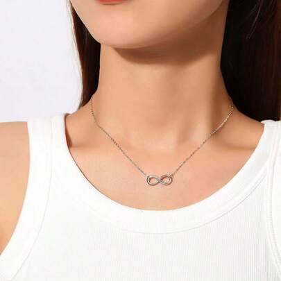 Exquisite einfache Edelstahl Unendlichkeitskette Halskette