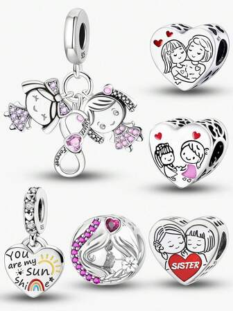 1 Pieza Encanto con forma de corazón de madre a la moda, apto para pulseras y brazaletes de mujer, manualidades de joyería DIY y combinación con atuendos diarios, decoración de joyería para niñas