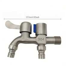 1 pieza Grifo de acero inoxidable de doble uso, para lavadora y entrada de agua al aire libre, duradero y fácil de instalar
