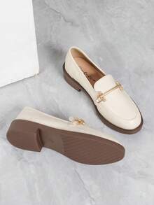 Giày lười đế bằng mũi tròn dành cho nữ, giày thường ngày màu mơ/nâu đa năng cho mùa xuân, mùa thu, mùa thu, mùa thu và mùa đông - Màu be - Xem 6