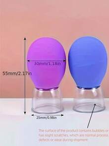 1pc Mini Face Lifting Beauty Cupping Set, Portable Soft Gel Acupoint Meridian Scraping Massage Cupping For Forehead, Lymph, Shoulder & Neck, 1 Small Face Cupping Tool + Long Silicone Cupping