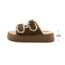 lunryet Women's Fluffy Faux Fur Slippers Comfy Open Toe Two Adjustable Band Slides With Fleece Lining And Rubber Sole Home Shoes PLUSH-1 - Lạc đà - Xem 11