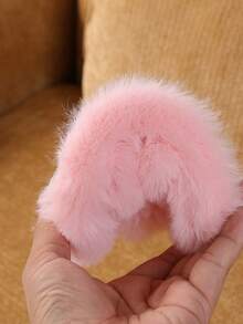 1 Pair Children's Fashionable Fluffy House Slippers, Warm And Comfortable Criss-Cross Slippers