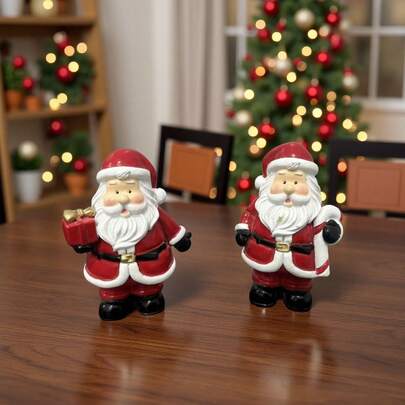 1件圣诞老人和雪人节日装饰品，适用于装饰客厅、卧室、厨房、桌面、商店橱窗、雪景装饰、圣诞节礼物和节日家居装饰、圣诞装饰、房间装饰、冬季