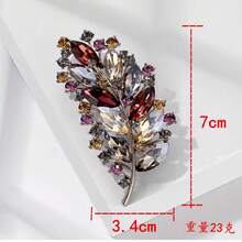 High-End Vintage Luxury Leaf Brooch Women's Versatile Suit Coat Dress Accessory Multicolor Rhinestone Fashion Brooch - 綠色 - 查看 4