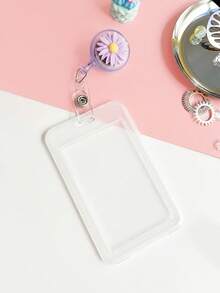 Bộ 2 chiếc ví đựng thẻ trong suốt, ví đựng thẻ có thể mở rộng, phụ kiện đựng thẻ xe buýt bằng nhựa dùng hàng ngày, vỏ bảo vệ ngực có khóa hình hoa cúc bằng nhựa dễ thương. - Màu tím - Xem 7