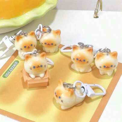 6 piezas Lindo llavero 3D de gato siamés, encanto de bolso de gatito de dibujos animados adorable, accesorios personalizados de regalo para novia/pareja/mejor amiga, accesorios de bolso, cordones con soporte para identificación, accesorios de coche, encantos de bolso, ideas de regalo de Navidad para maestra, hermana