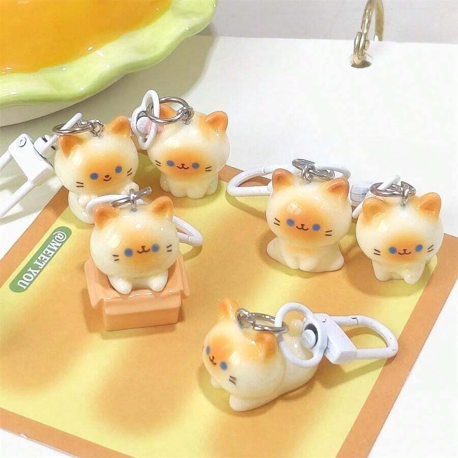 6 pezzi Portachiavi carino 3D a forma di gatto siamese, ciondolo per borsa a forma di gattino adorabile, accessori personalizzati per fidanzata/coppia/migliore amica, accessori per borsa con portaidentità, accessori per auto, regali di Natale per insegnanti e sorelle